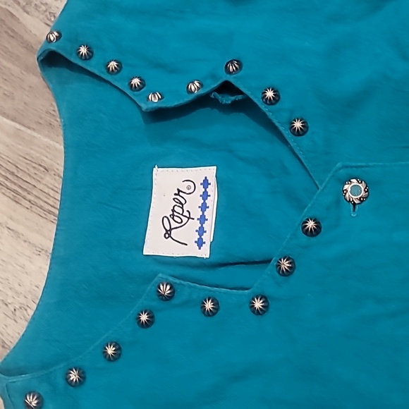 Roper vintage top western turquoise M - Picture 2 of 4